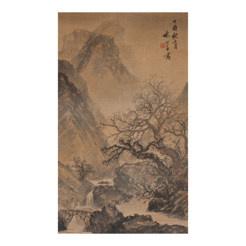 （款）謝時臣 江畔送友 設色紙本 立軸 | AFTER XIE SHICHEN