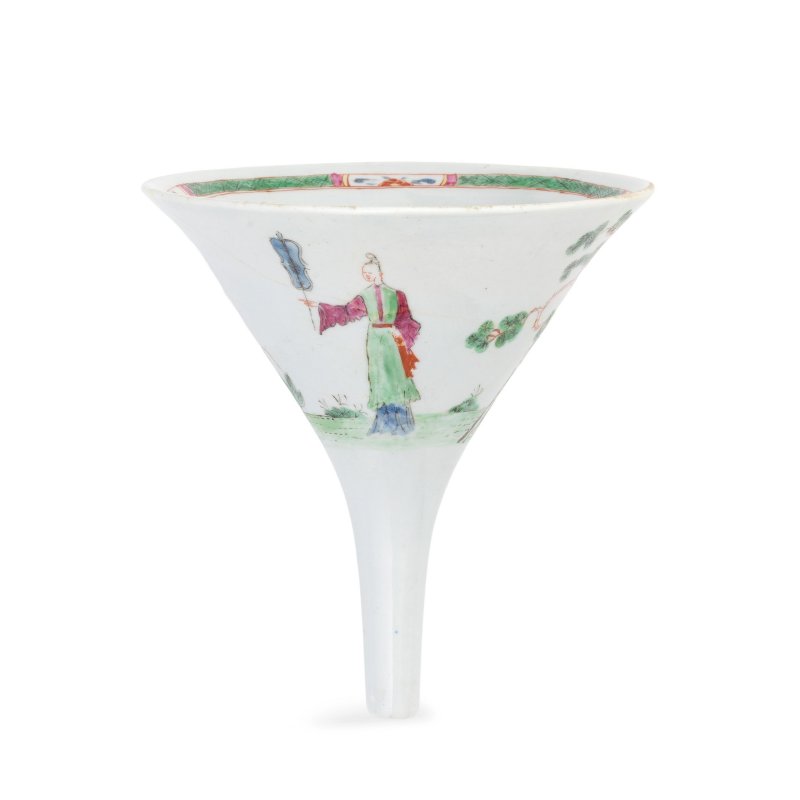 A rare Worcester wine funnel, circa 1754