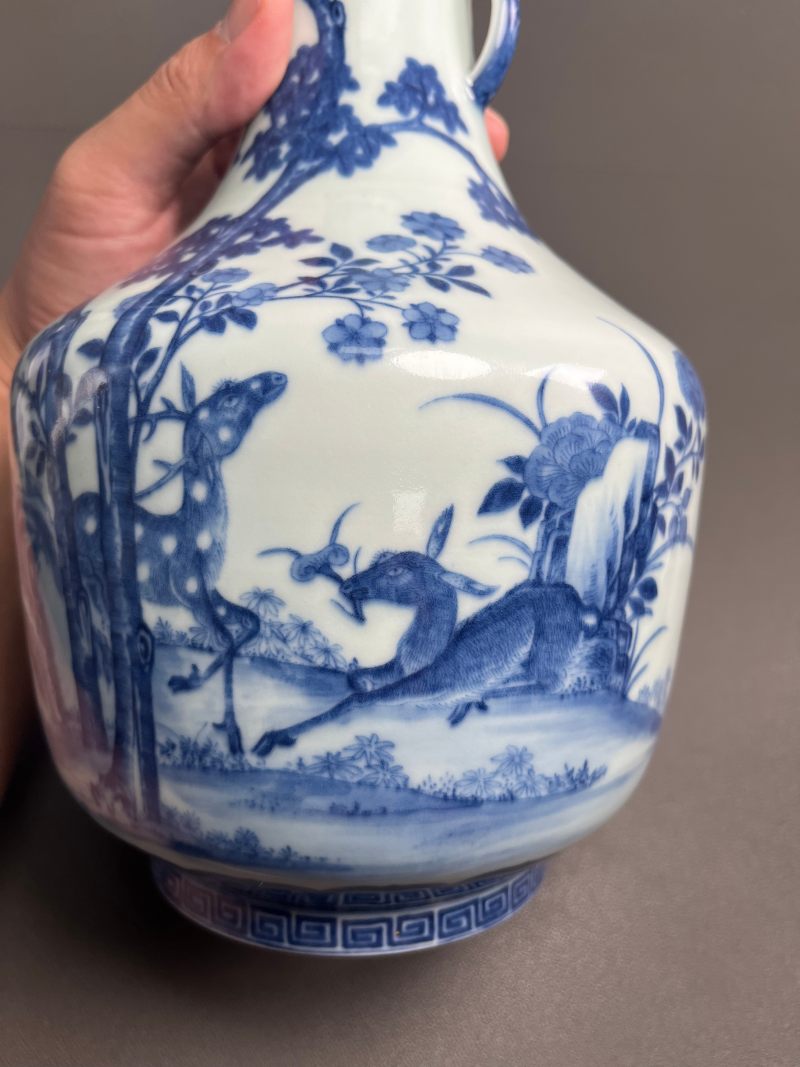 清道光  御制青花六合同春如意耳尊 - 图5