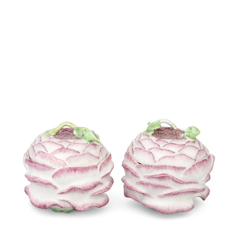 Two Chelsea rose boxes and covers, circa 1755