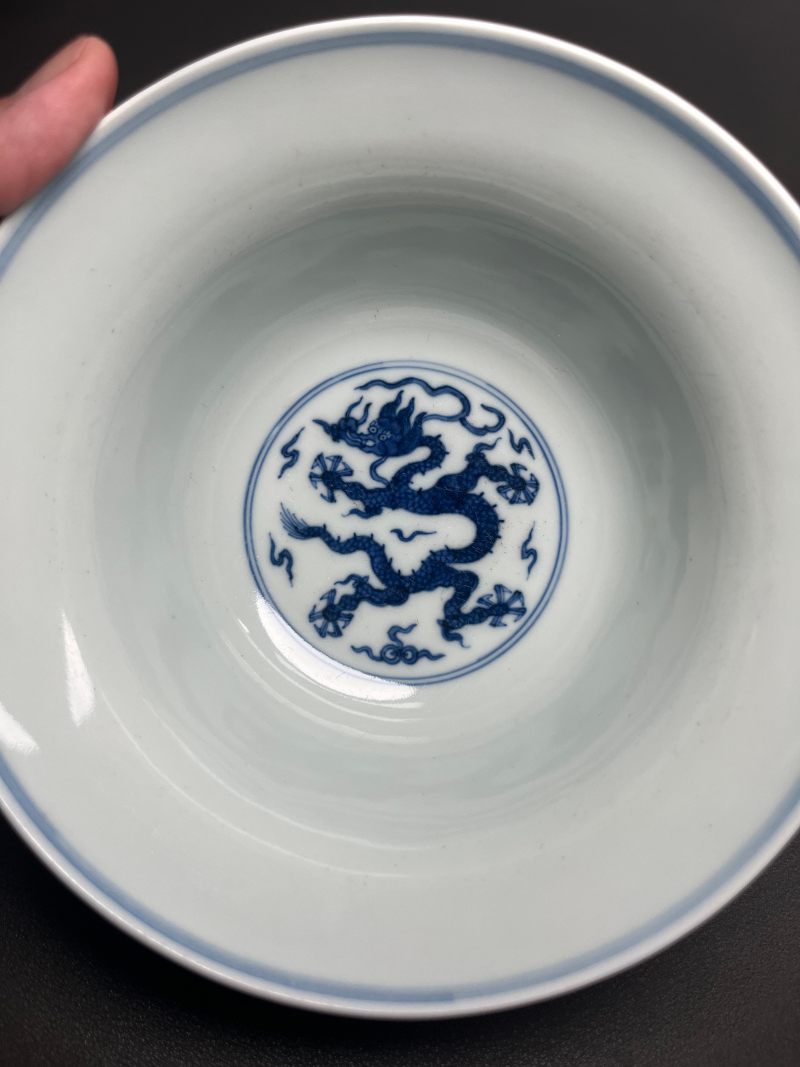 清乾隆  青花云龙纹折腰碗 - 图10