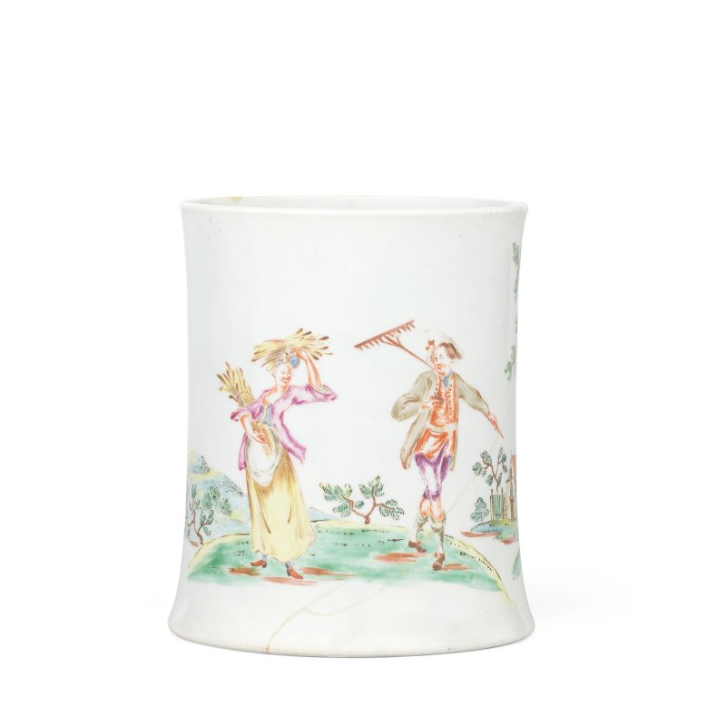 An important Worcester mug, circa 1754