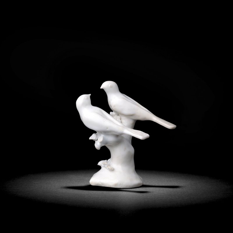 An important documentary Derby white model of two birds, dated 1751
