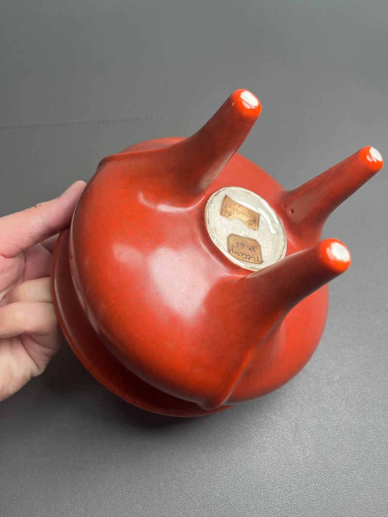 清雍正  珊瑚红釉鬲式炉 - 图9