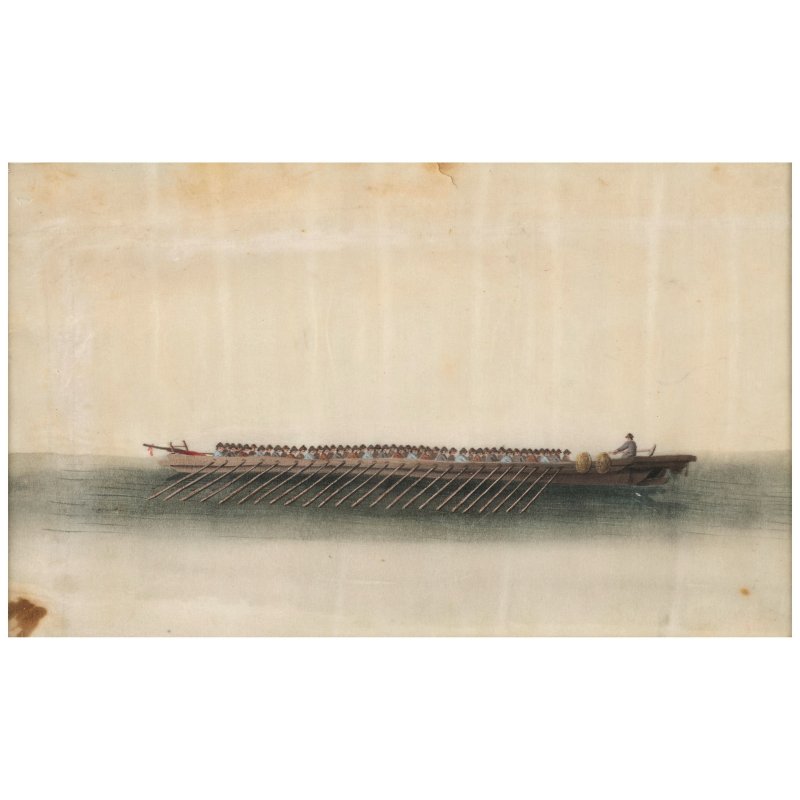 佚名 廣東學院畫派 船舶與風景 冊頁八幀 設色紙本 鏡框 十九世紀 | ANONYMOUS, GUANGDONG SCHOOL, 19th century - 图14