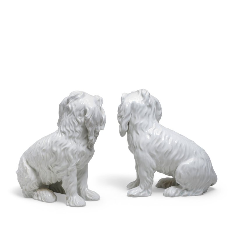 A rare pair of Frankenthal models of seated Bolognese hounds, circa 1765-77 - 图3