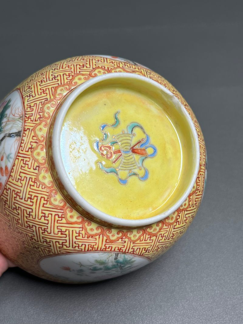 清同治  锦地开光四季花卉纹碗 - 图17