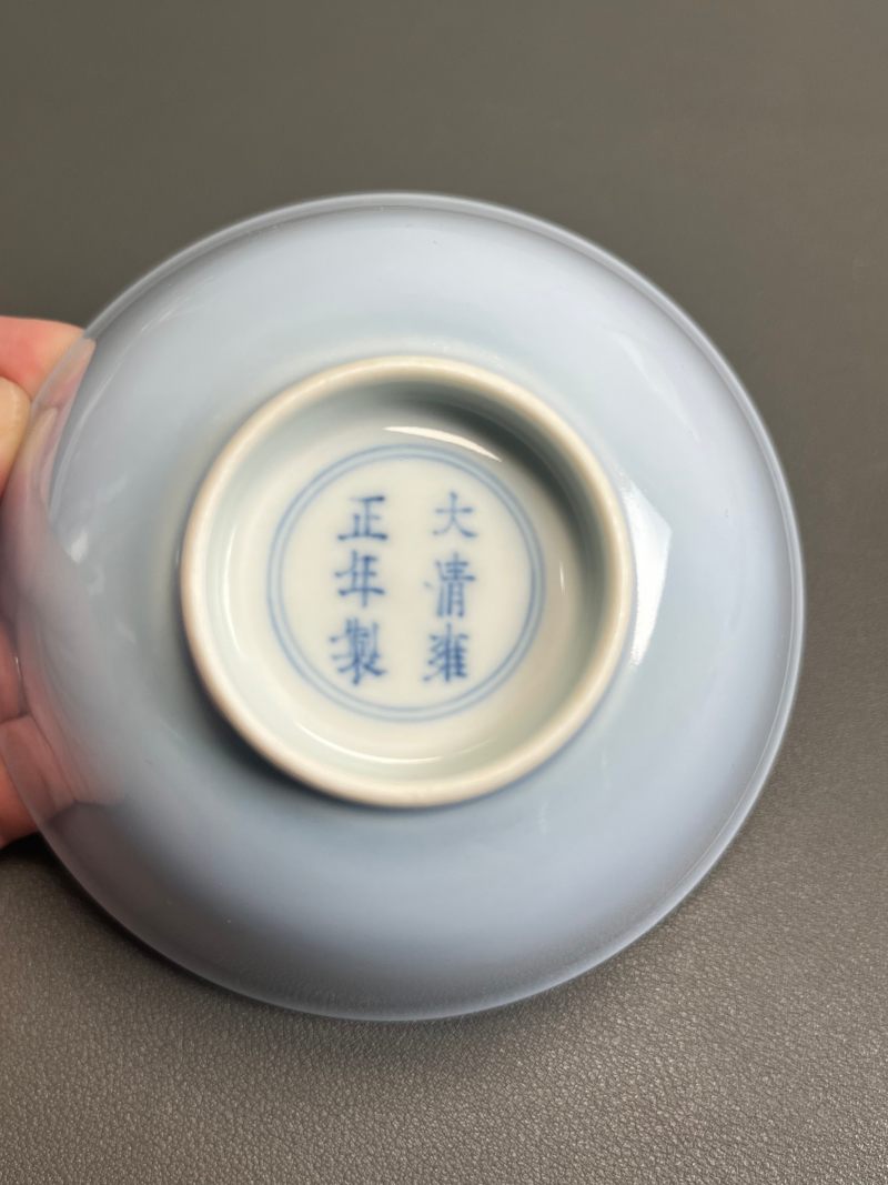 清雍正 天蓝釉碗 - 图26