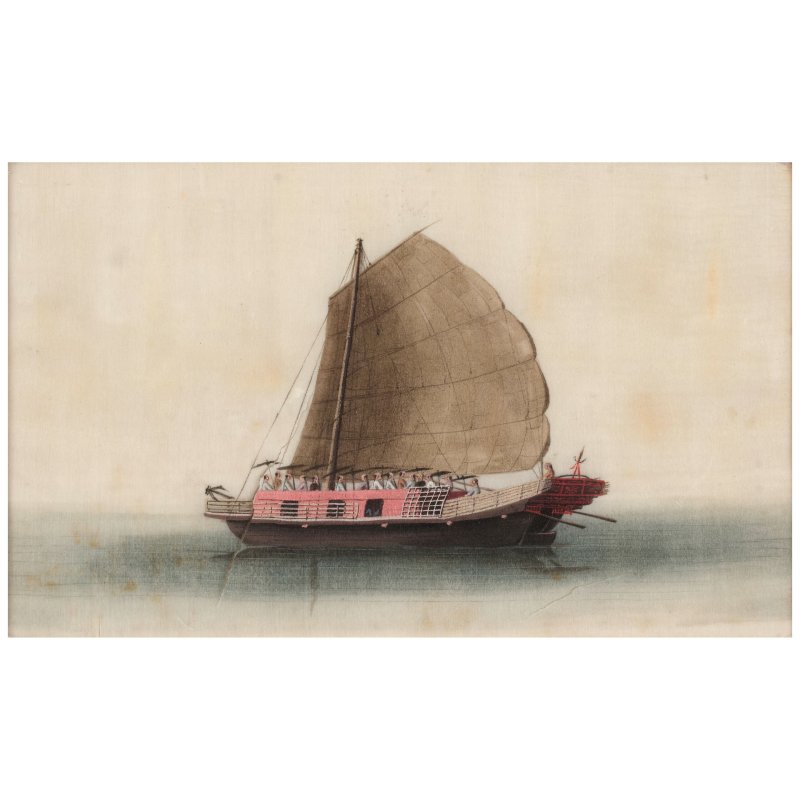 佚名 廣東學院畫派 船舶與風景 冊頁八幀 設色紙本 鏡框 十九世紀 | ANONYMOUS, GUANGDONG SCHOOL, 19th century - 图15