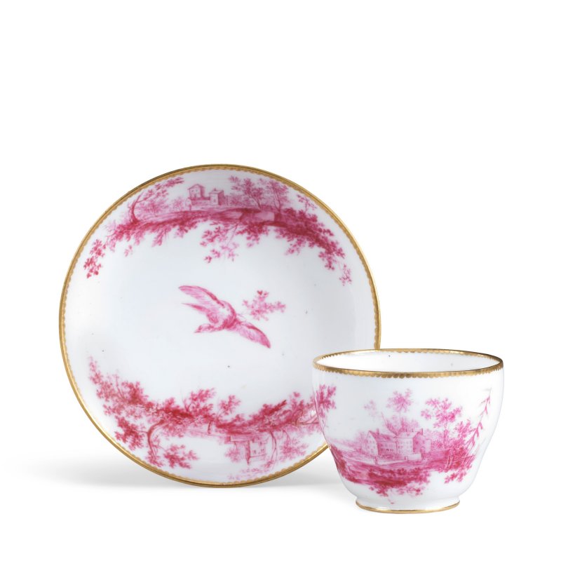 A Sèvres cup and saucer (gobelet Hébert et soucoupe), dated 1758