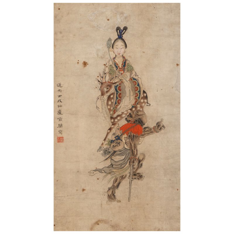 （款）喻蘭（1742-1809） 道教人物 設色紙本 鏡框 | ATTRIBUTED TO YU LAN (1742-1809)