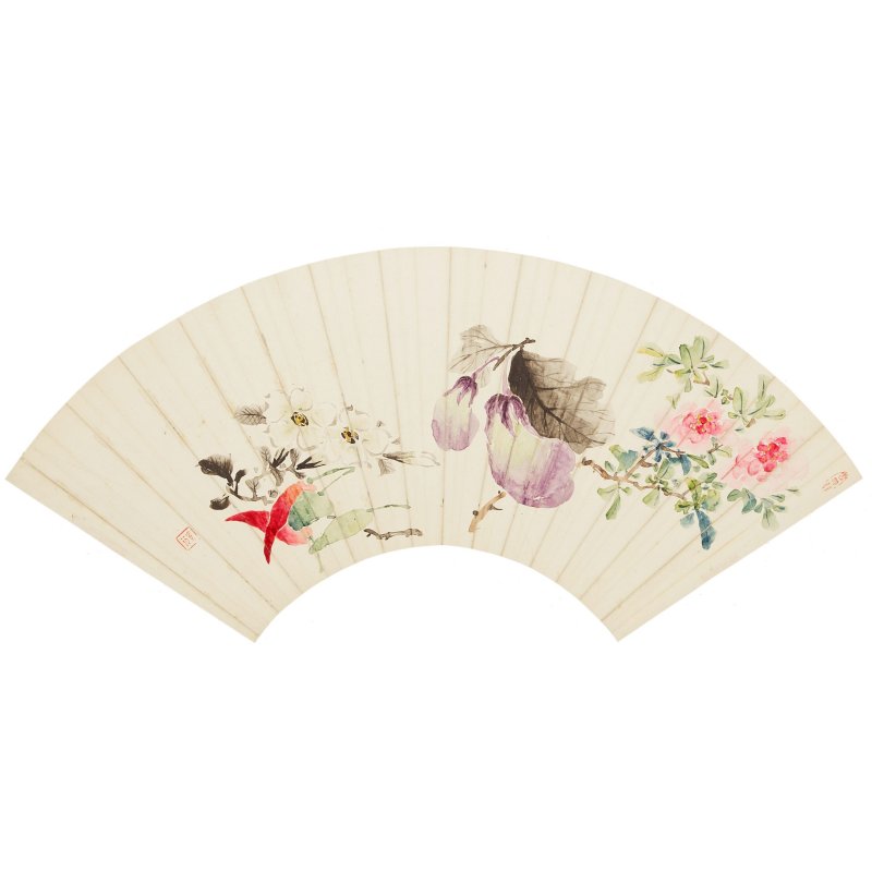 民國衆家 花鳥蟲草 扇面八幀 設色紙本 鏡心 | VARIOUS ARTISTS (20TH CENTURY) - 图3