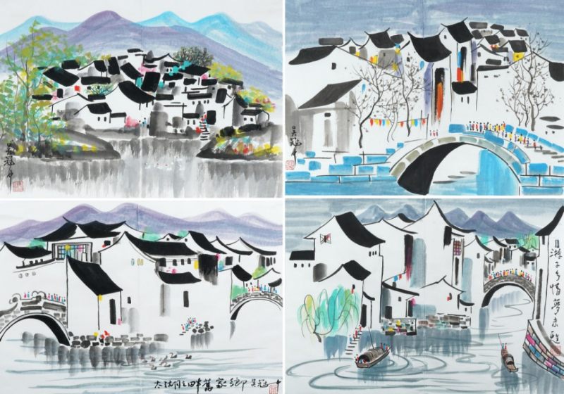    吳冠中 風景四屏