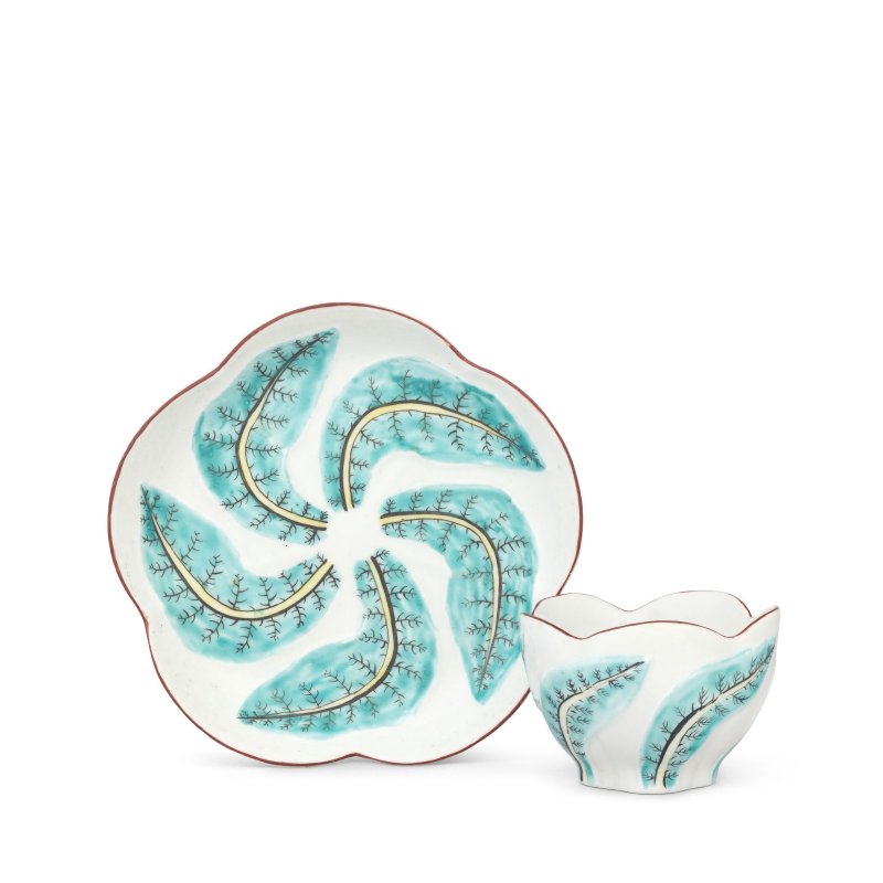 A Chelsea 'scolopendrium' teabowl and saucer, circa 1750-52
