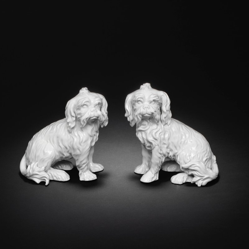 A rare pair of Frankenthal models of seated Bolognese hounds, circa 1765-77 - 图5