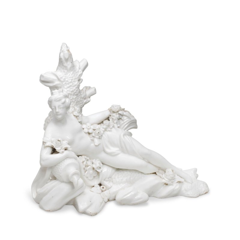 A Vincennes white figure of a Naiad or "Baigneuse avec urne", circa 1750
