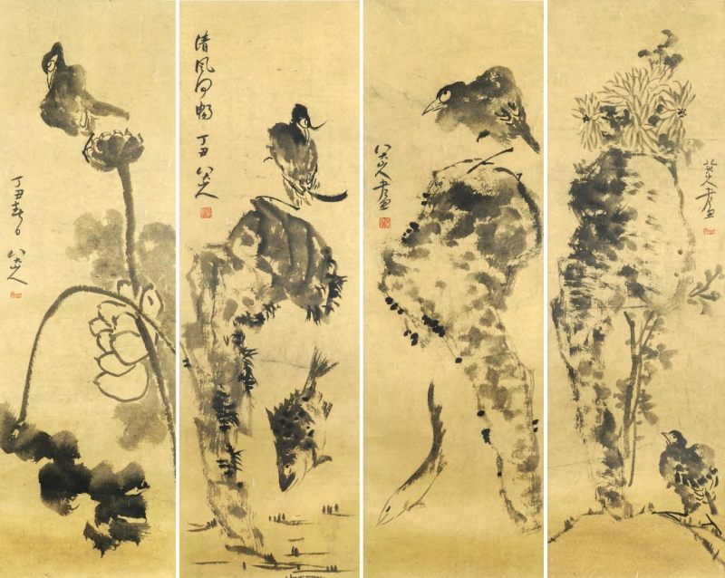    八大山人 花鳥四屏