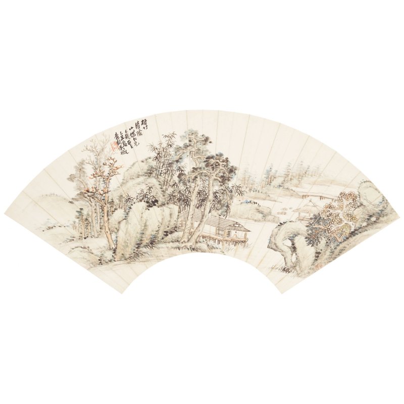 吳徵（1876-1949） 山水扇面 設色紙本 鏡心 一九二五年作 | WU ZHENG (1876-1949)