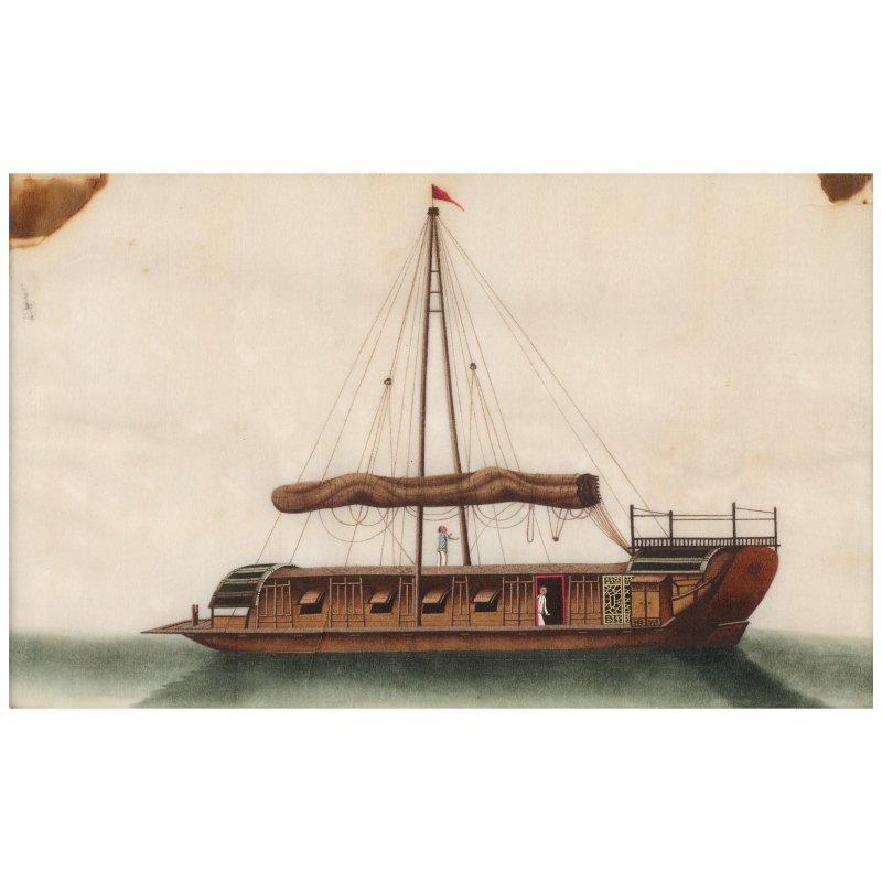 佚名 廣東學院畫派 船舶與風景 冊頁八幀 設色紙本 鏡框 十九世紀 | ANONYMOUS, GUANGDONG SCHOOL, 19th century - 图5