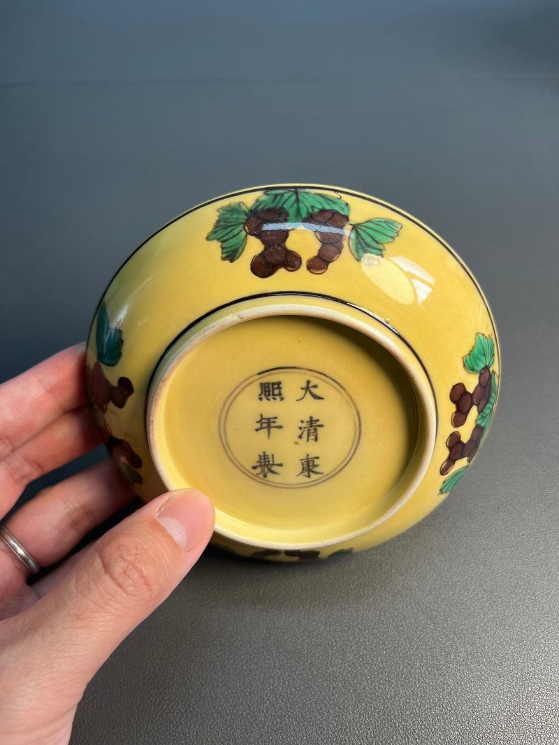 清康熙  素三彩双龙盘 - 图12