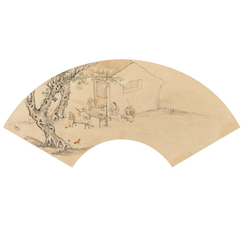 王素（1794-1877）人物扇面 設色紙本 鏡框 | WANG SU (1794-1877)