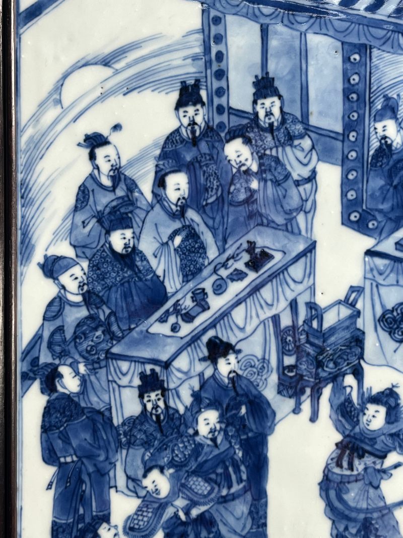 清康熙  青花“临潼斗宝”人物故事图插屏 - 图6