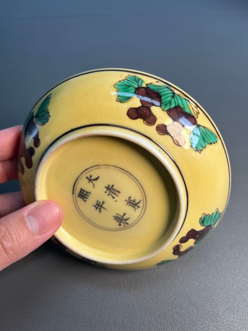 清康熙  素三彩双龙盘 - 图13