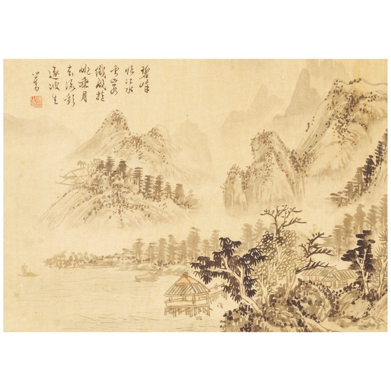溥儒（1896-1963）山水 淺絳設色紙本 鏡心 | PU RU (1896-1963)