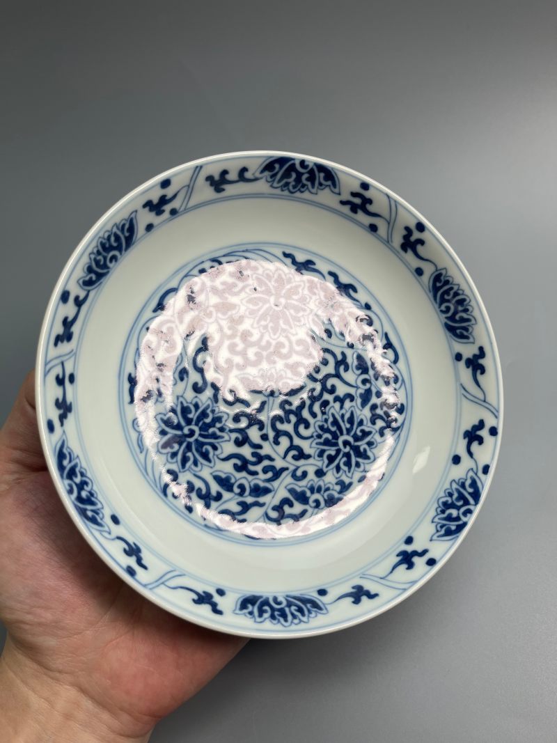 清同治  青花缠枝莲纹盘 - 图6