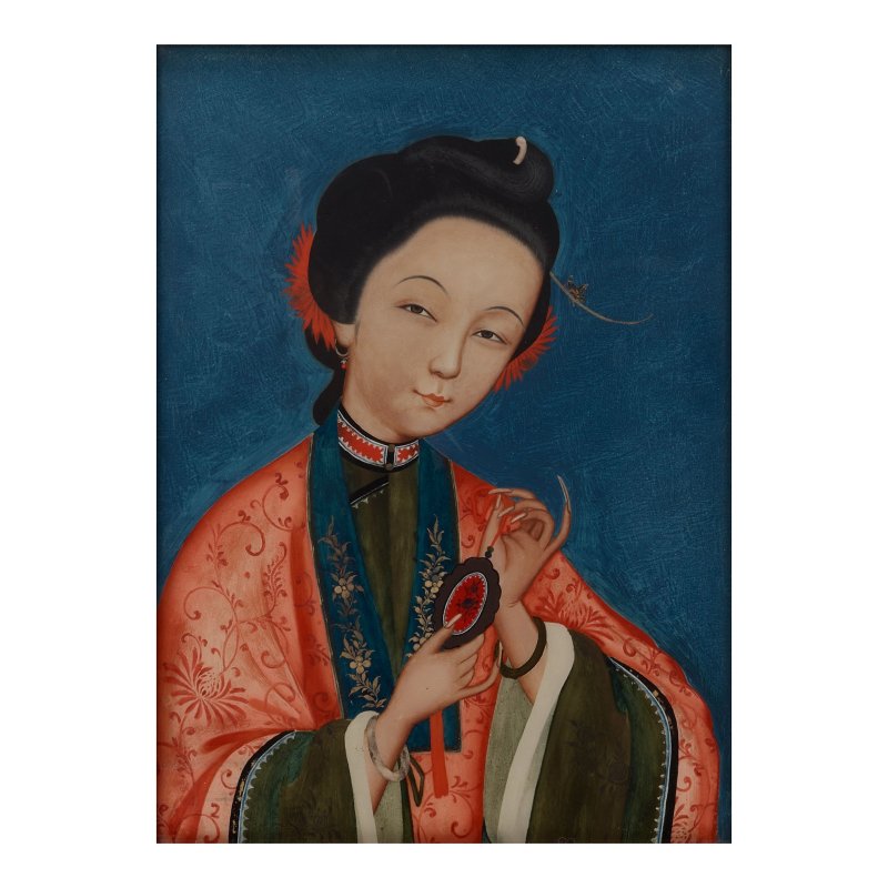 佚名（晚清）仕女圖 玻璃背畫 畫框 | ANONYMOUS (LATE QING DYNASTY)