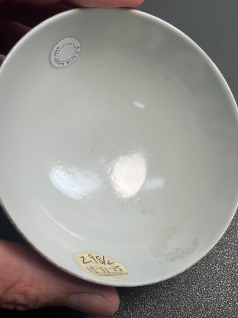 清道光  蓝料地珐琅彩冰梅纹茶圆（一对） - 图24