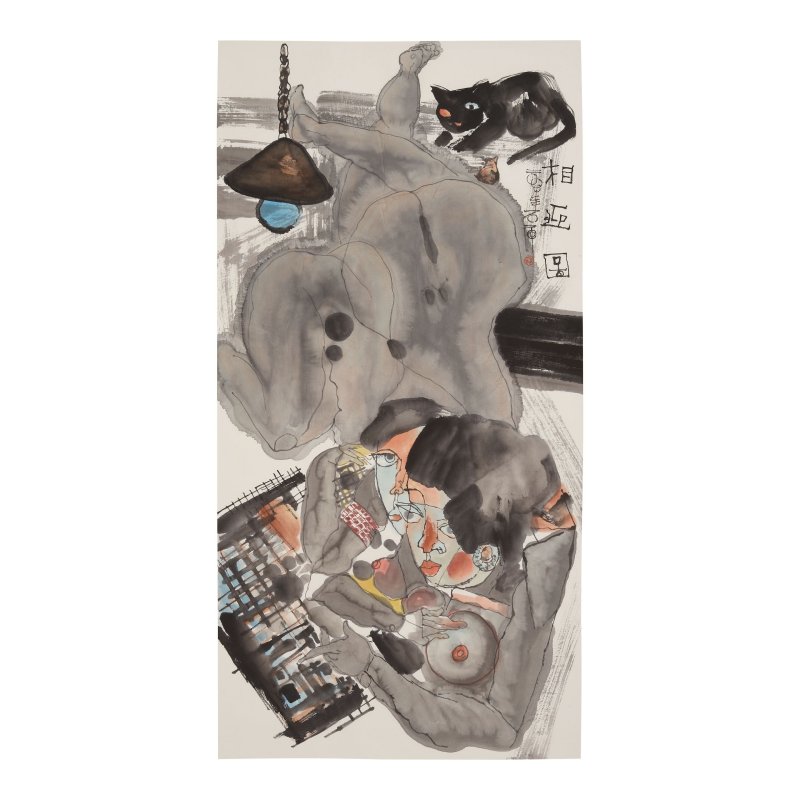 石虎（1942-2023） 人物素寫三幅 水墨設色紙本 鏡心 二〇〇〇年作 | SHI HU (1942-2023)