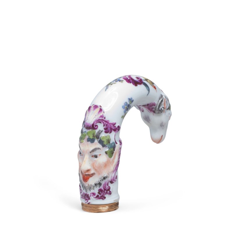 A Meissen gilt-metal mounted porcelain cane handle, possibly Meissen, mid 18th century - 图5