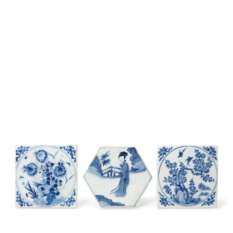 清康熙 青花瓷磚三件 | THREE BLUE AND WHITE TILES - 图3