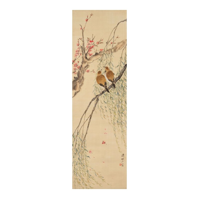 陳樹人（1883-1948）依柳雙鳴 設色絹本 立軸 | CHEN SHUREN (1883-1948)