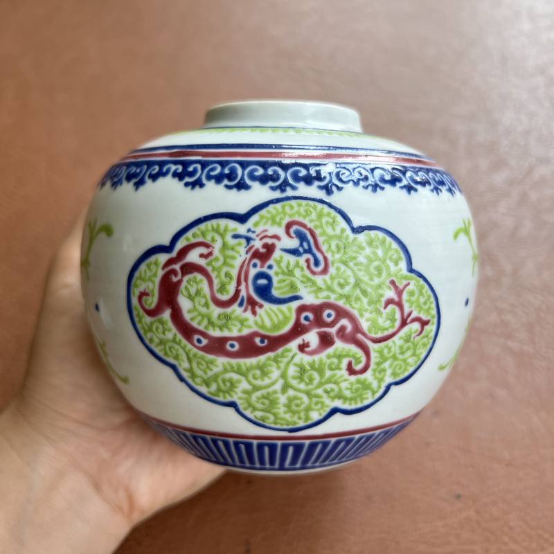 清乾隆 多色料彩穿花龙纹盖罐 - 图29