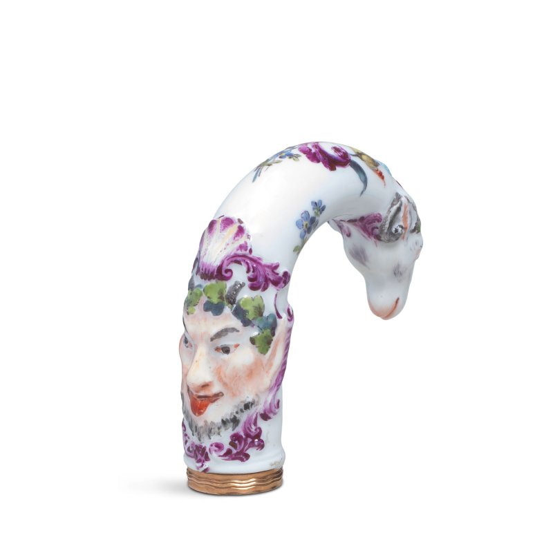 A Meissen gilt-metal mounted porcelain cane handle, possibly Meissen, mid 18th century - 图6