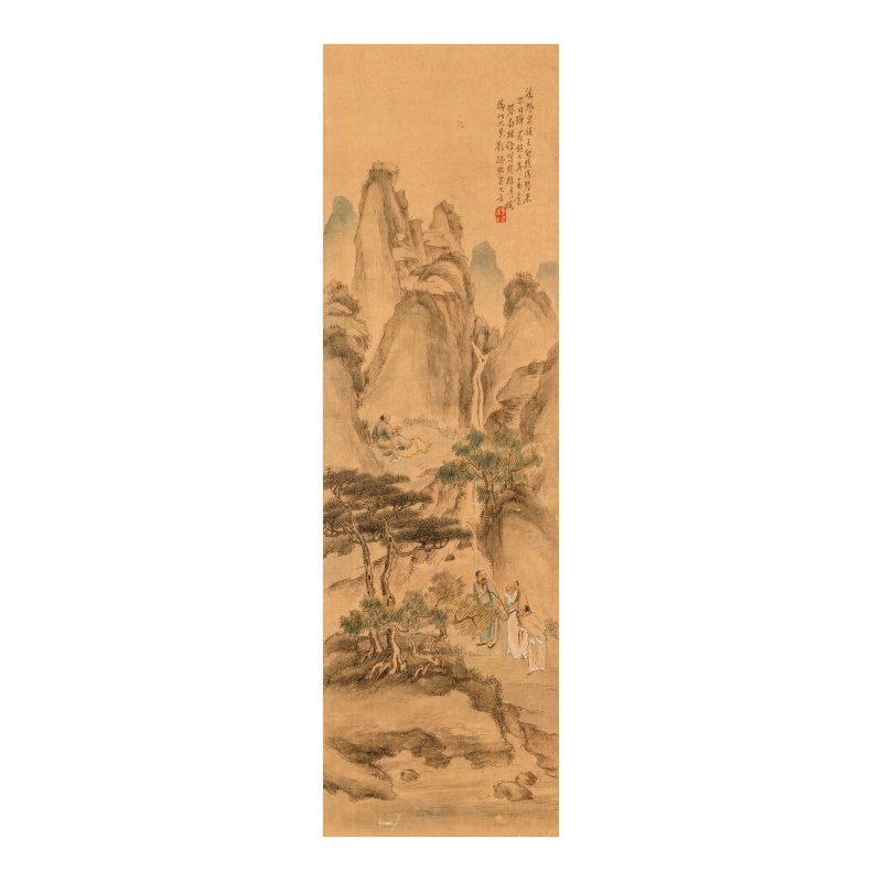 林紓（1852-1924）松山聼泉 設色絹本 鏡框 | LIN SHU (1852-1924)