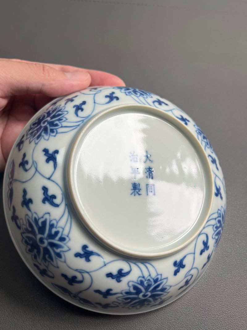 清同治  青花缠枝莲纹盘（一对） - 图19