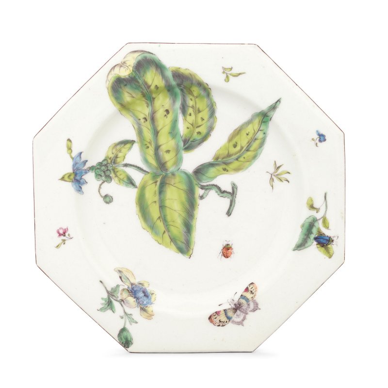 A Bow botanical plate, circa 1758-60