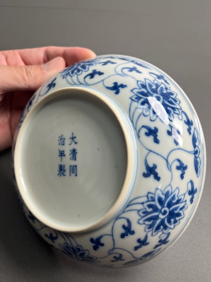 清同治  青花缠枝莲纹盘（一对） - 图20
