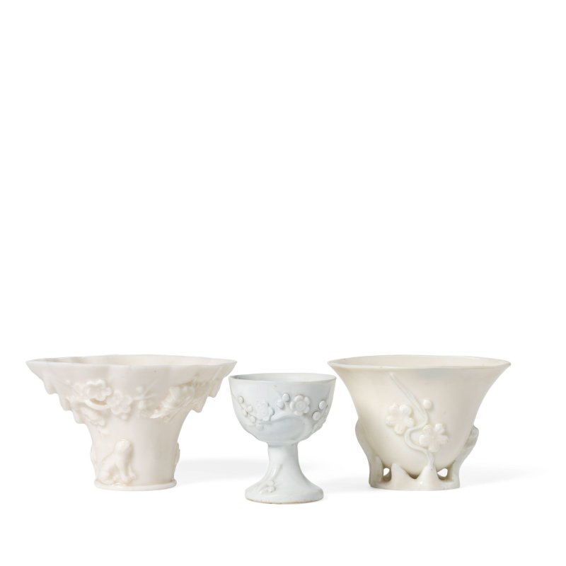 清康熙至十八世紀中期 德化窯盃兩件及高足盃一件 | TWO BLANC-DE-CHINE LIBATION CUPS AND A STEM CUP - 图3