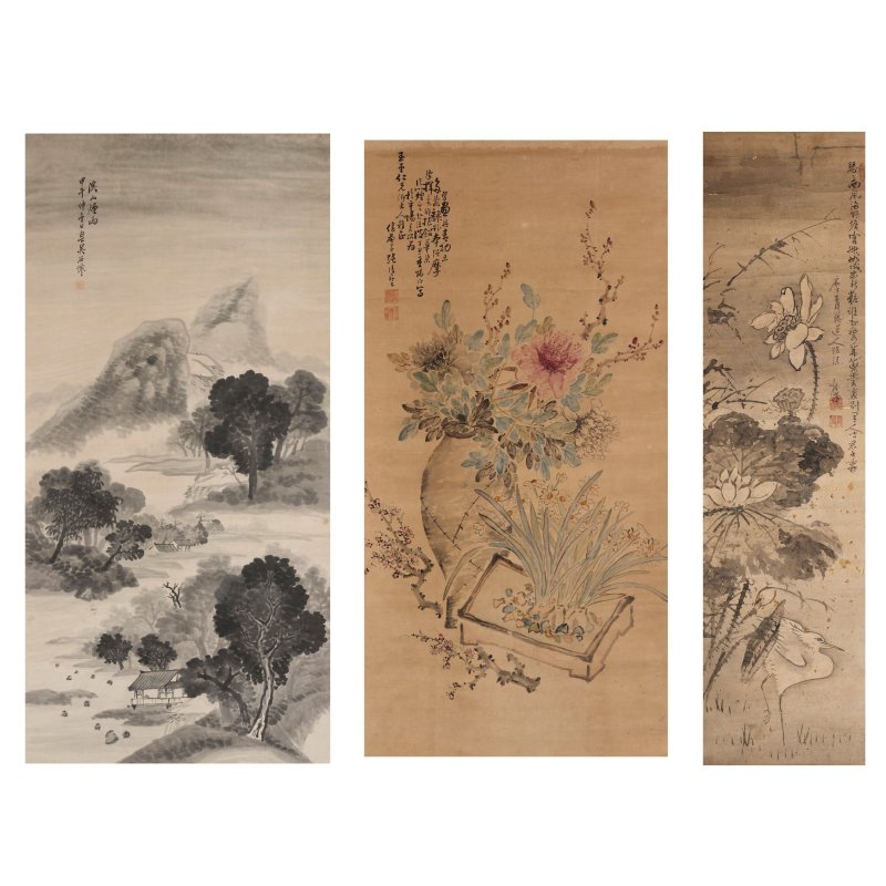吳石僊（1845-1916）　溪山煙雨　水墨紙本　立軸　一八九四年作 | WU SHIXIAN (1845-1916)/ZHANG QINGYUN/UNIDENTIFIED ARTIST - 图5