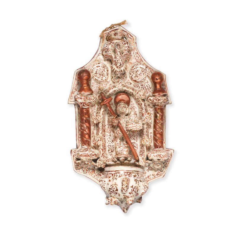 A Spanish lustre-decorated Holy Water Stoop, probably Valencia, mid 17th century
