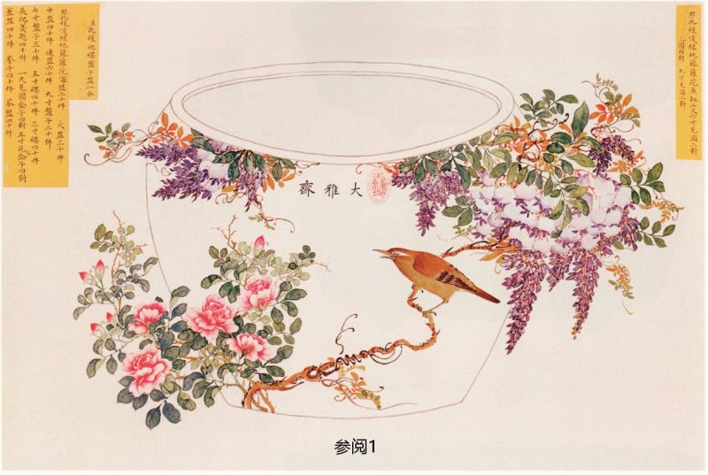 清宣统  松石绿地粉彩藤萝葡萄画眉纹鼓式盖罐 - 图2