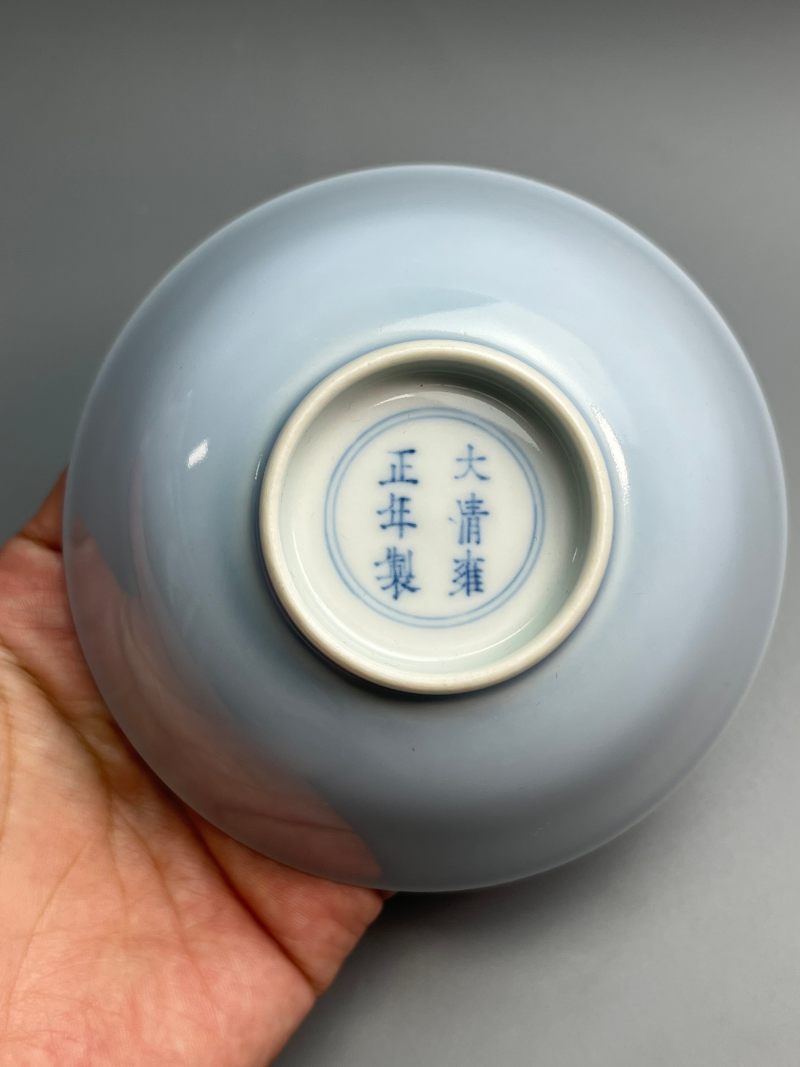 清雍正 天蓝釉碗 - 图5