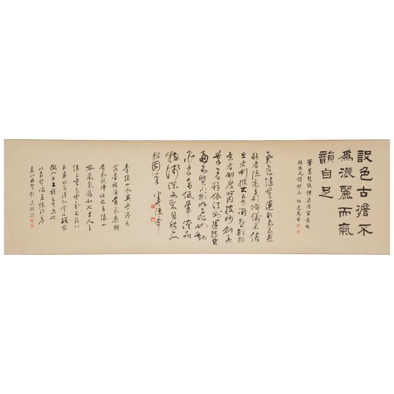 （仿）呂煥成 （仿）文徵明 青綠山水人物 橫卷二幅 設色絹本 手卷 | AFTER LU HUANCHENG/AFTER WEN ZHENGMING - 图4