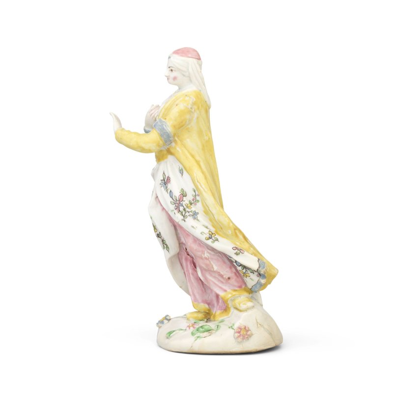 A rare Liverpool (Samuel Gilbody) figure of a lady in Turkish costume, circa 1758-60 - 图2