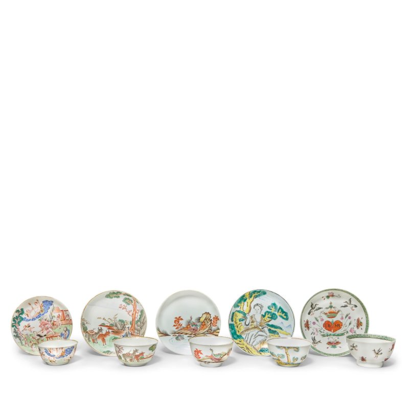 清乾隆 外銷茶盃及托五組 | FIVE EXPORT TEABOWLS AND SAUCERS - 图2