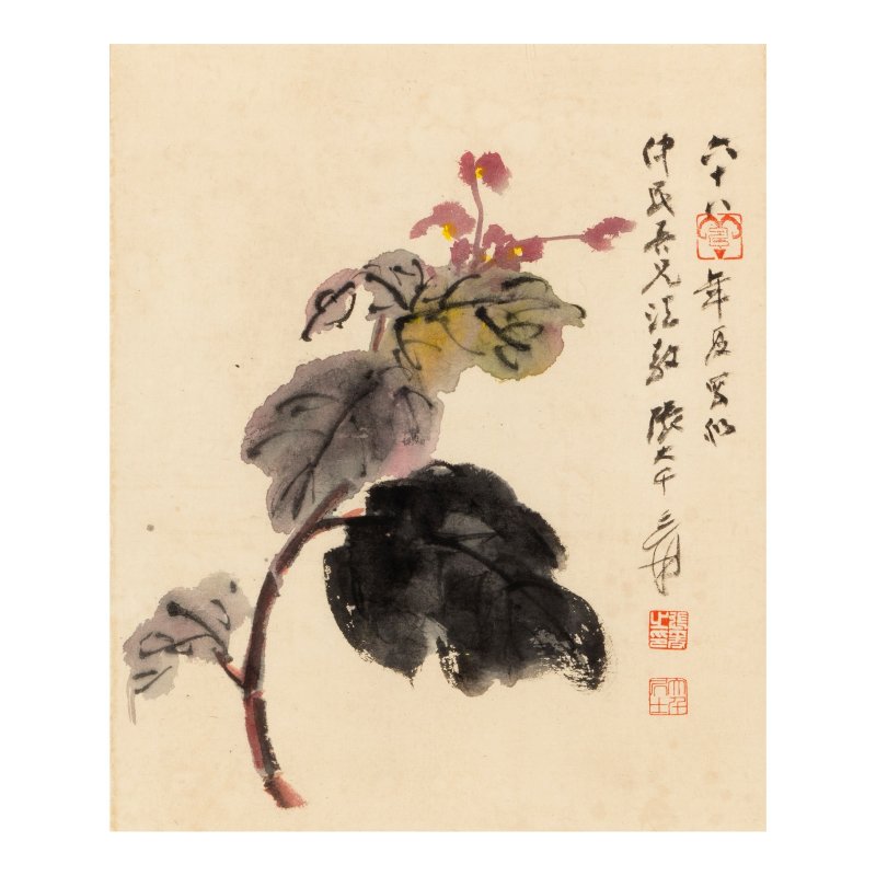 張大千（1899-1983） 沒骨花卉 設色紙本 鏡框 一九七八年作 | ZHANG DAQIAN (1899-1983)